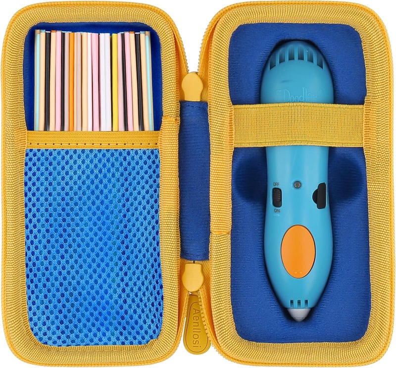 Aenllosi Storage Case Compatible with 3Doodler Start+ Essentials (2024) 3D Pen,Holders for 3D Printing Filament Refill Pack and USB Cable (Only Case,Blue & Yellow Zipper) - Image 1