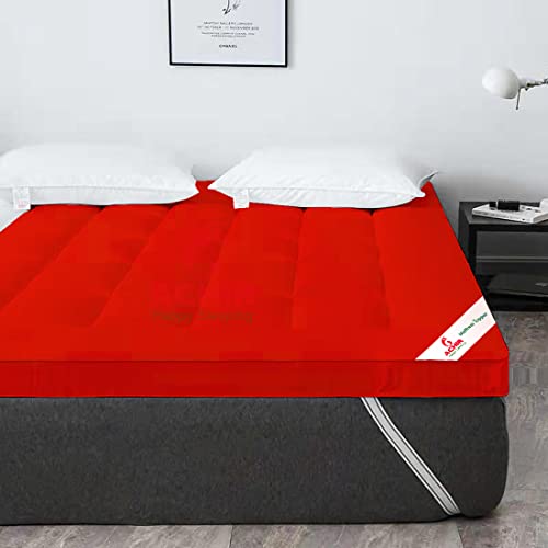 ACHIR 2500 GSM Microfiber Finest Imported Super Soft Mattress Topper/Padding Large California King, 78"x84" (Red, 6.5 ft x 7ft) - Image 2