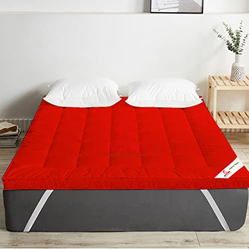ACHIR 2500 GSM Microfiber Finest Imported Super Soft Mattress Topper/Padding Large California King, 78"x84" (Red, 6.5 ft x 7ft) - Image 1