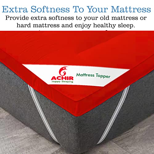 ACHIR 2500 GSM Microfiber Finest Imported Super Soft Mattress Topper/Padding Large California King, 78"x84" (Red, 6.5 ft x 7ft) - Image 3