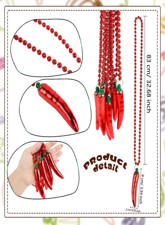 Hoarost 36 Pcs Chili Pepper Bead Necklaces Red Plastic Fiesta Pepper Necklaces Bulk for Carnival Chili Themed Mardi Gras Beads Party Supplies - Image 2
