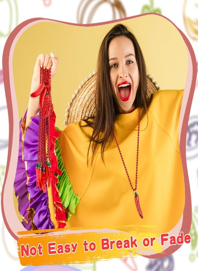 Hoarost 36 Pcs Chili Pepper Bead Necklaces Red Plastic Fiesta Pepper Necklaces Bulk for Carnival Chili Themed Mardi Gras Beads Party Supplies - Image 4