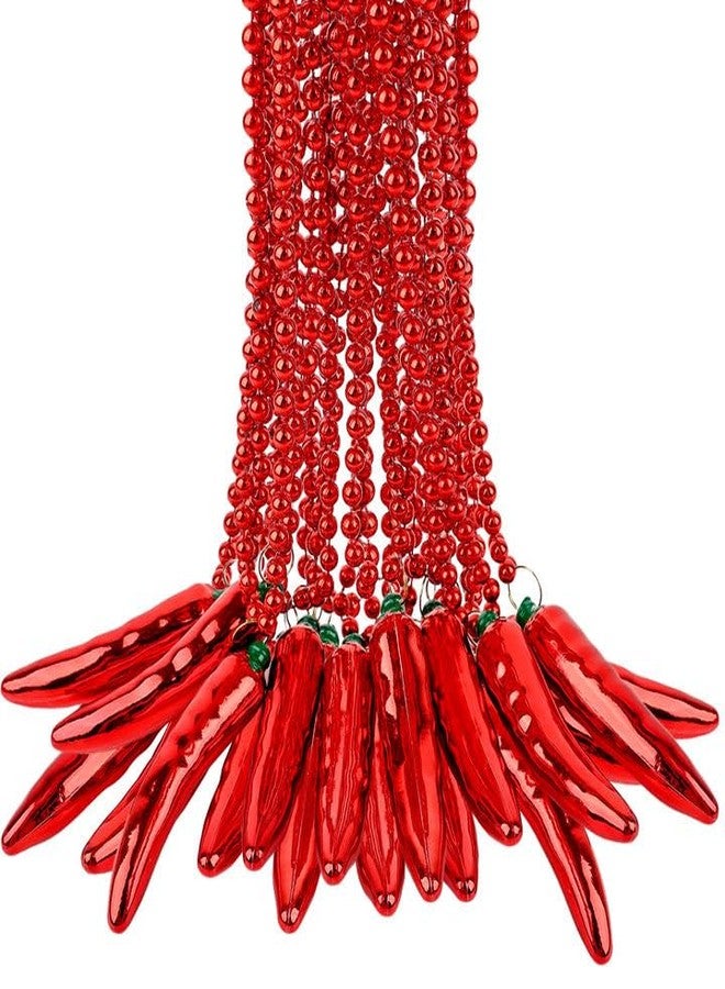 Hoarost 36 Pcs Chili Pepper Bead Necklaces Red Plastic Fiesta Pepper Necklaces Bulk for Carnival Chili Themed Mardi Gras Beads Party Supplies - Image 1