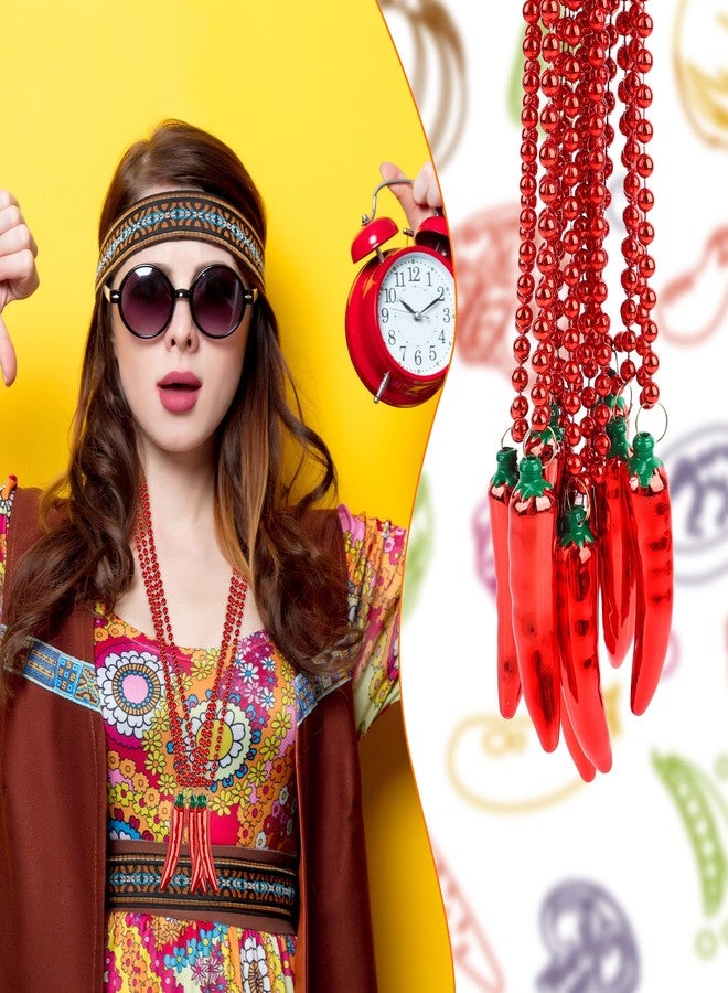 Hoarost 36 Pcs Chili Pepper Bead Necklaces Red Plastic Fiesta Pepper Necklaces Bulk for Carnival Chili Themed Mardi Gras Beads Party Supplies - Image 5