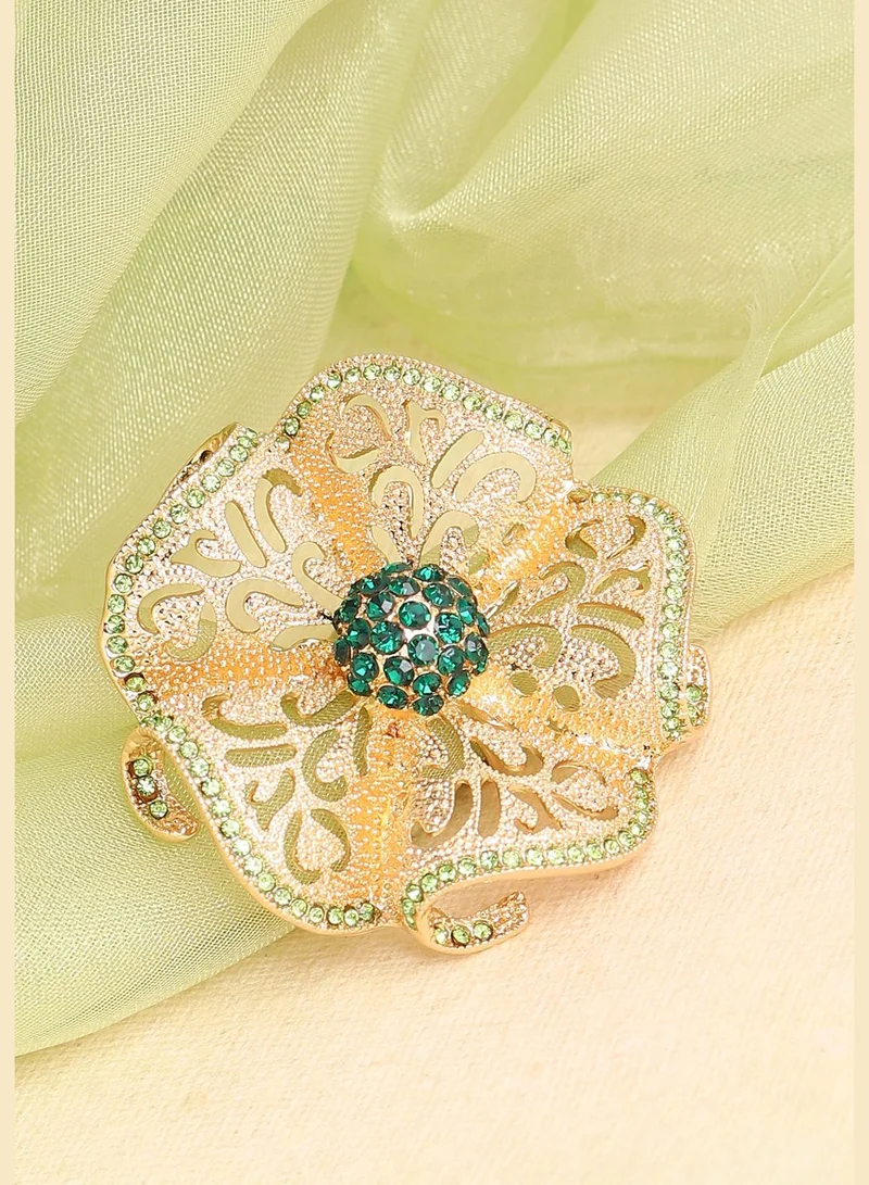 SOHI Gold Plated Party Designer Stone Ring For Women