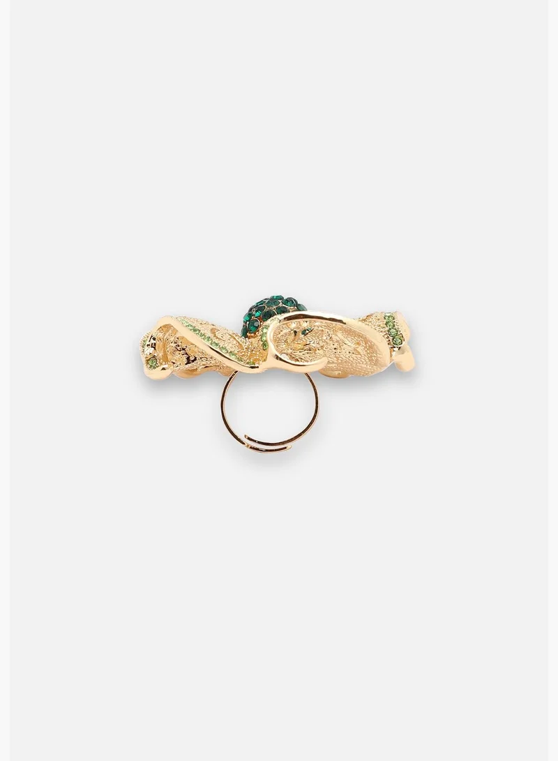 SOHI Gold Plated Party Designer Stone Ring For Women