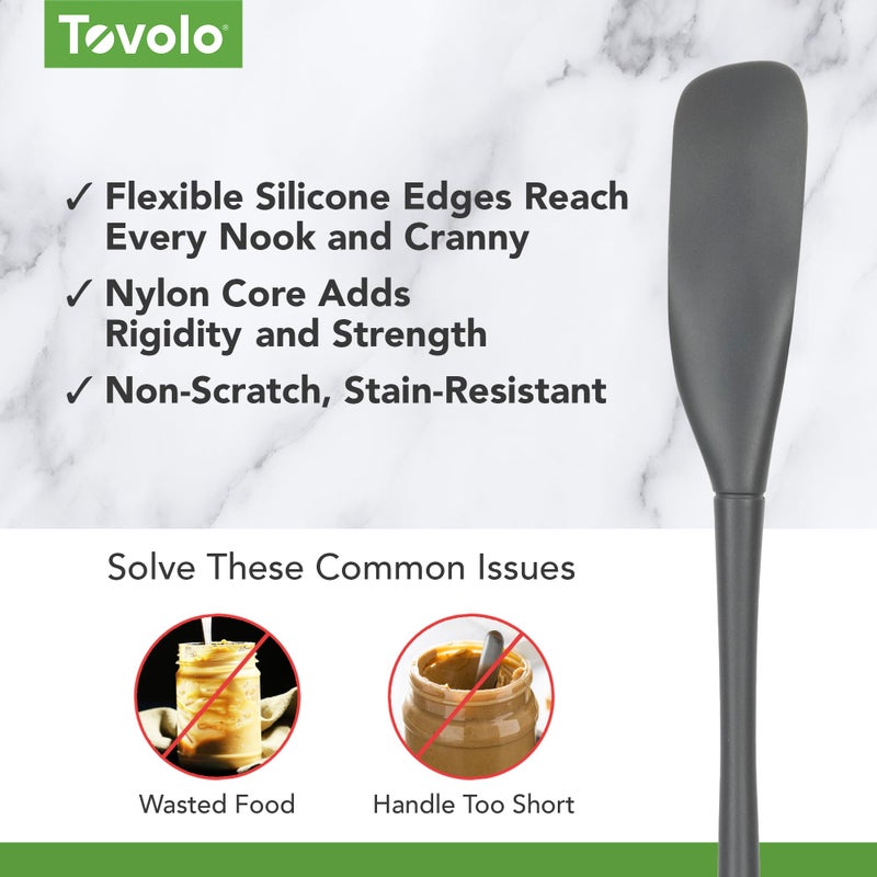 Tovolo Flex-Core Silicone Spatula Jar Scraper - Long-Handled Rubber Spatula with Angled Head for Scooping & Scraping - Heat-Resistant Spatulas for Kitchen Use, Dishwasher Safe & BPA-Free - Image 4