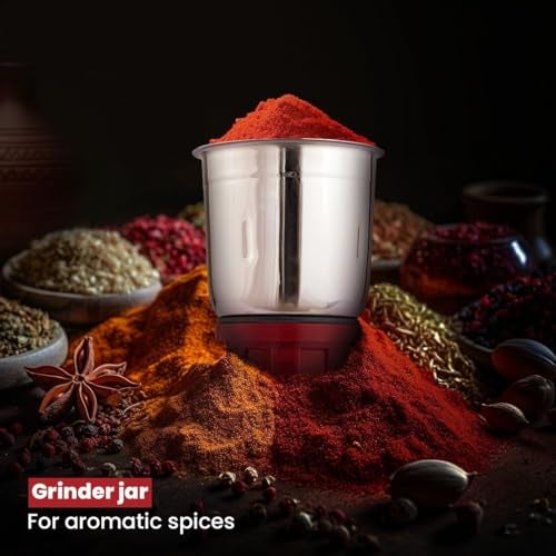 ACTIVA Plastic Pluto Pro 500W Mixer Grinder, 3 Jars for Dry Wet & Chutney Grinding and Juicer, Leak Proof & Air Tight, Stainless Steel Blade, Shock Proof Body, 2 Years Warranty (Ivory Maroon) - Image 5
