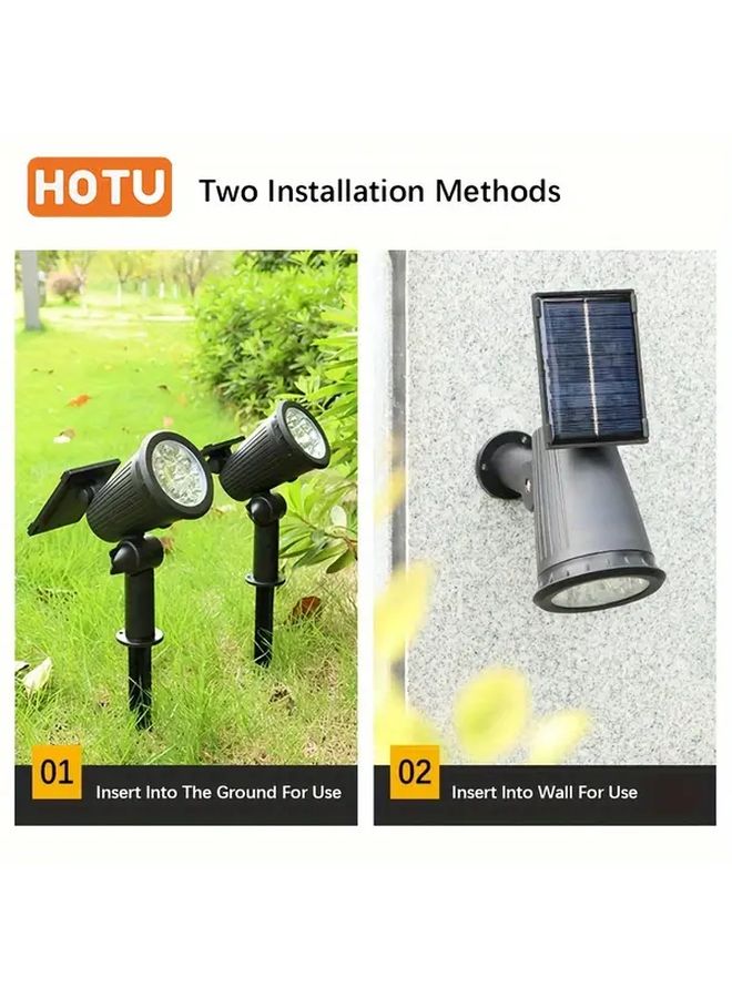 أضواء شمسية خارجية 9 لمبة LED قابلة للتعديل، إضاءة جدار وأرضية أمنية باللون الأبيض الدافئ، قطعتان - Image 1