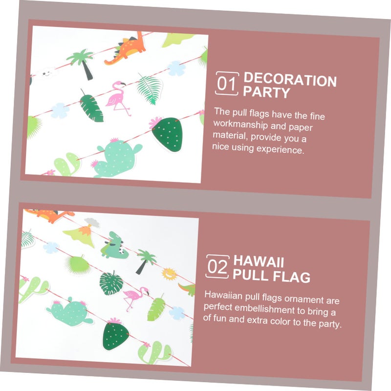 Tropical Party Banner Hawaiian Pull Flags 3pcs Easy Assemble Luau Theme Decorations - Image 4