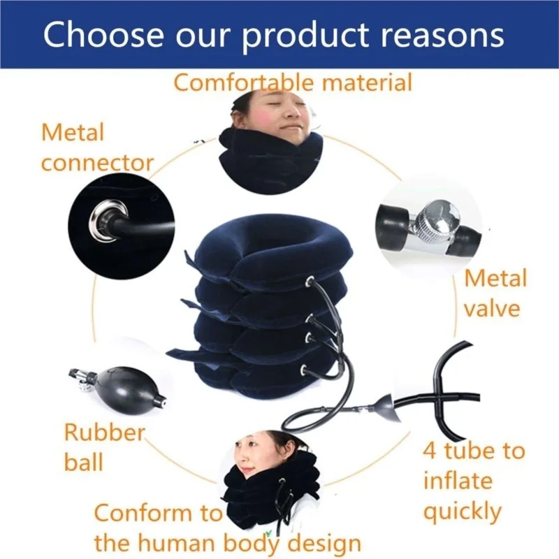 2Danlu 3 Layer Inflatable Cervical Traction Device Home Cervical Vertebra Orthosis Neck Collar Neck Stretcher (From Abroad)