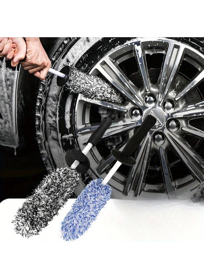 Black Car Wheel Brush Ultra Soft Microfiber Cleaning Mitt For Spokes Detailing - Image 1