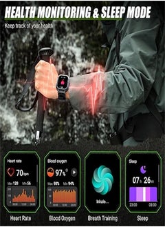 Generic Blood Pressure Watch, Smart Watch, Blood Pressure Watch for Men, IP68 1.96'' Fitess Tracker with 100+ Sport Modes Smart Watch with Blood Pressure/Heart Rate Compatible for Android/iOS, Black  - Image 2
