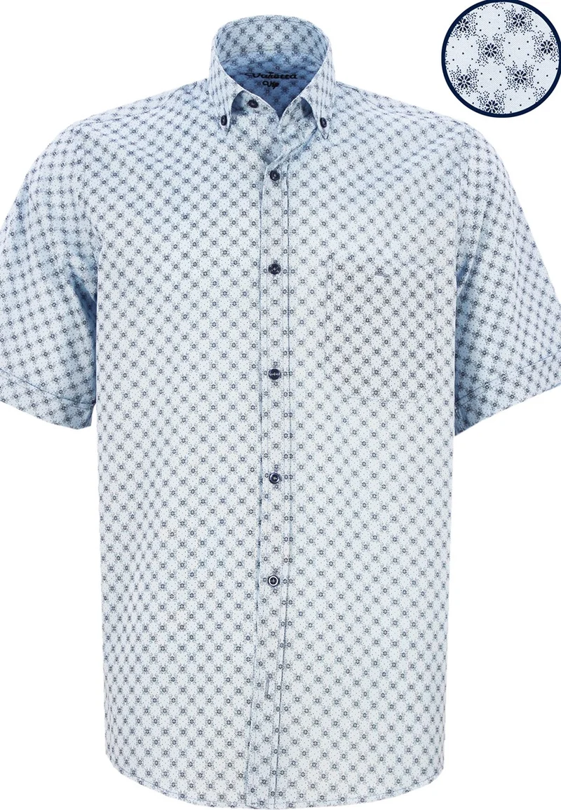 فاريتا Men's Light Blue Short Sleeve Classic Cut Pocket Printed Shirt