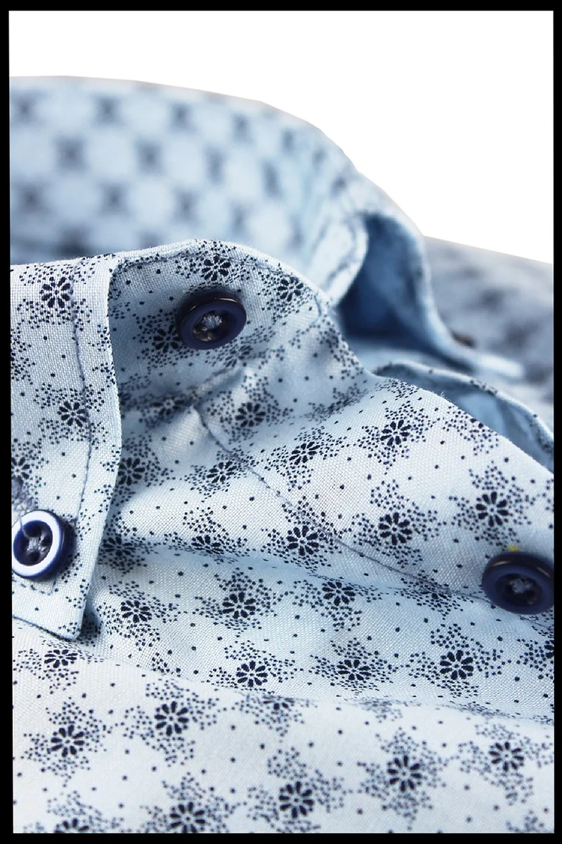 فاريتا Men's Light Blue Short Sleeve Classic Cut Pocket Printed Shirt