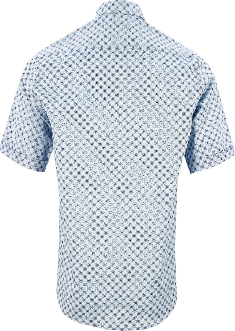 فاريتا Men's Light Blue Short Sleeve Classic Cut Pocket Printed Shirt