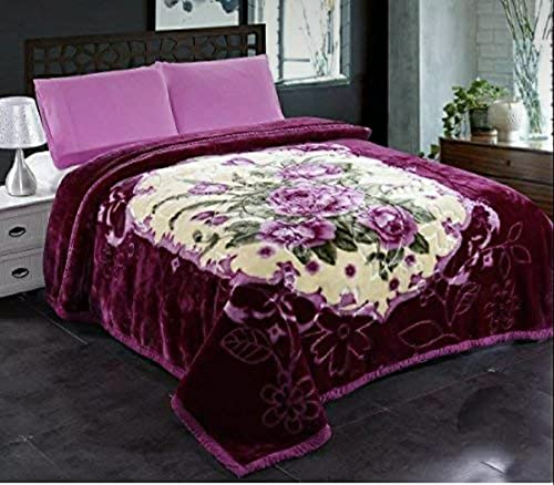 Bezzilish Home Bezzilish Home Cloudy Super Soft Fabric Floral Printed Mink Heavy Duty Luxury Ultra 2 Ply Double Bed Blanket 6 Kg for Heavy Winters with English Colors Stylish Bag Packing Multicolor 300 TC 