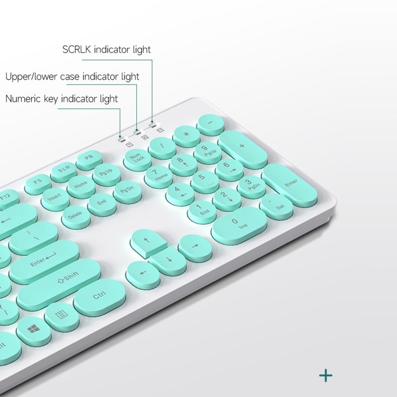 T-WOLF Wireless Keyboard Combo 2.4G Retro Round Punk Keycap - Ergonomic Mute Design with Stable Signal for Home Office - Image 1