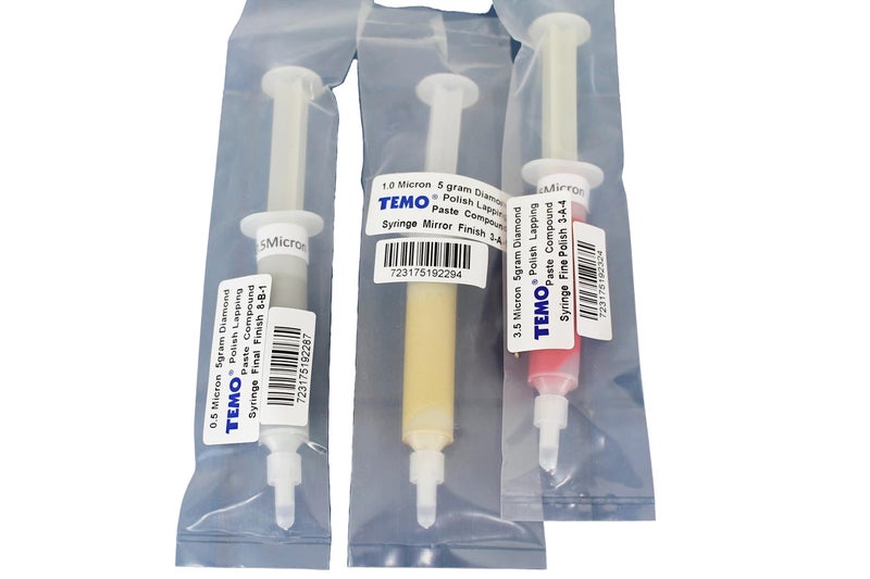 TEMO 3 pc 5 Gram Diamond Lapping Paste Polishing Compound Syringes Finishing Set 0.5, 1.0, 3.5 Micron (Grit 30,000, Grit 15,000, Grit 6,000) for Jewelry, Metal, Ring, Gemstone, Glass, Coin - Image 3