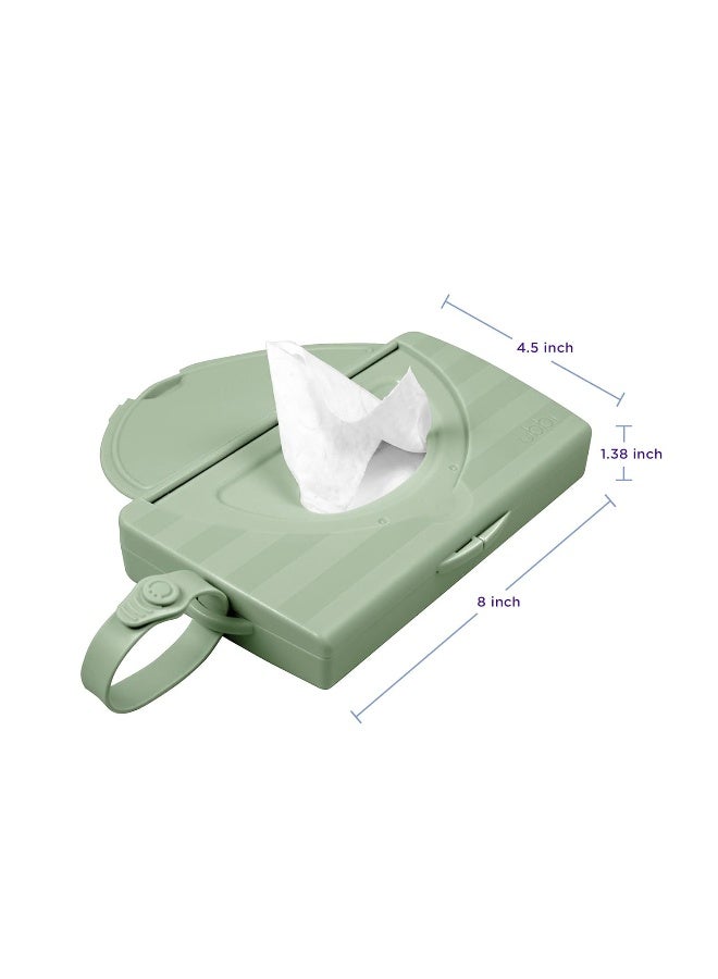 Ubbi On-The-Go Baby Wipes Dispenser, Portable Wipes Container for Travel, Diaper Bag Accessory Must Have for Newborns, Reusable Wipes Holder, Sage Green - Image 2