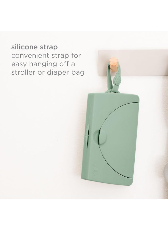 Ubbi On-The-Go Baby Wipes Dispenser, Portable Wipes Container for Travel, Diaper Bag Accessory Must Have for Newborns, Reusable Wipes Holder, Sage Green - Image 3