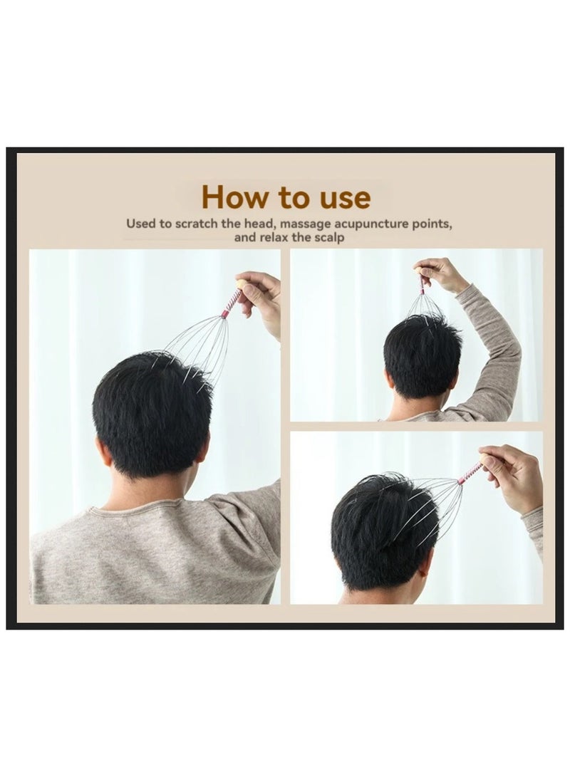 4 قطع جهاز تدليك لاسترخاء الرأس وفروة الرأس لجميع الأعمار مضاد للقلق والتوتر - Image 2