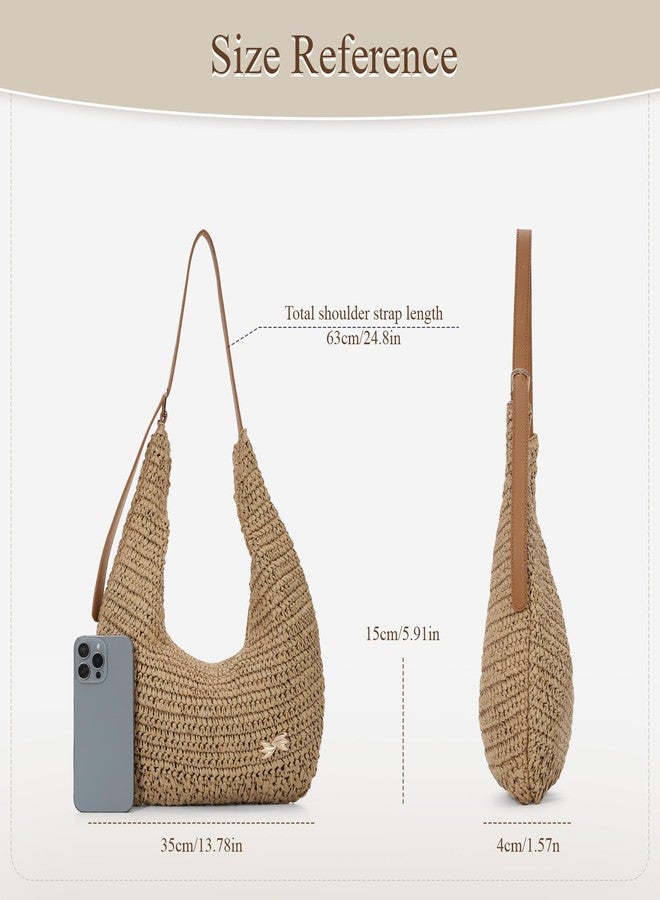 Fecialy Straw Bags for Women Straw Shoulder Bag Summer Beach Tote Handbag Raffia Woven Hobo Bag 2026 - Image 4