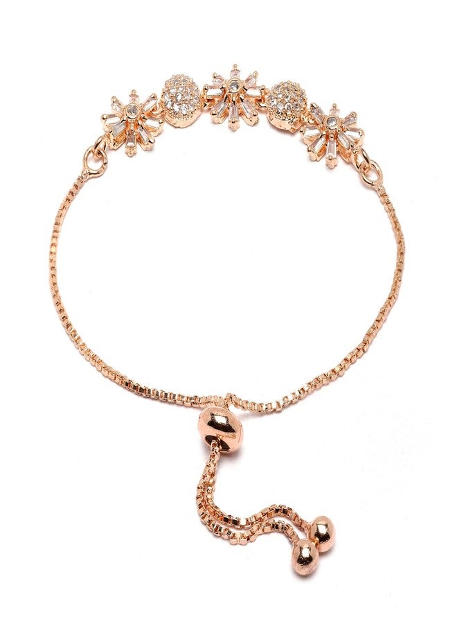 KENNICE Rose Gold-Plated White American Diamond studded Link Bracelet for Women and Girls - Image 3