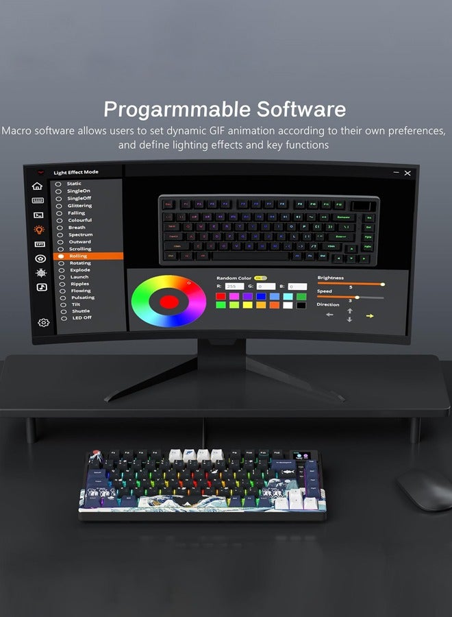 Womier S-K80 75% Gaming Keyboard with Color & OLED Display, Wireless Mechanical Keyboard, Hot Swappable Keyboard, RGB Custom Keyboard Board Mount, Pre-Lubricated Stabilizer for Mac/Win,Black Kanagawa - Image 2