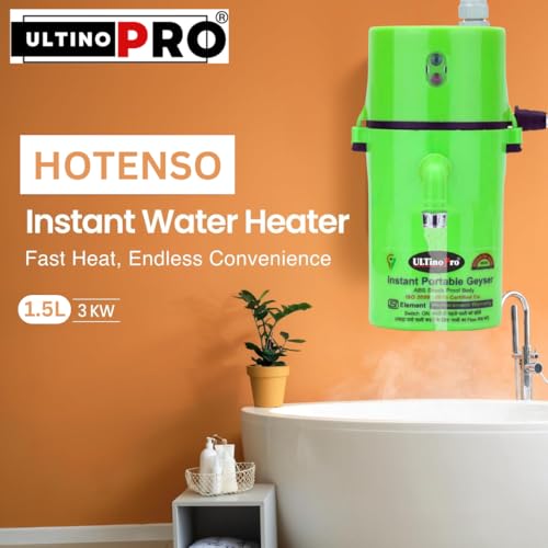 UltinoPro Instant Electric Portable Geyser || ABS Body- Shock Proof || Electric Saving|| (20YEAR REPLACEMENT WARRANTY) (Green) - Image 3