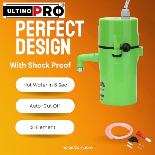 UltinoPro Instant Electric Portable Geyser || ABS Body- Shock Proof || Electric Saving|| (20YEAR REPLACEMENT WARRANTY) (Green) - Image 4