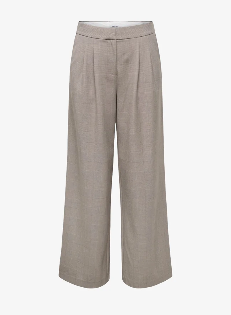 Onlravi  Pleat Check Wide Leg Pant
