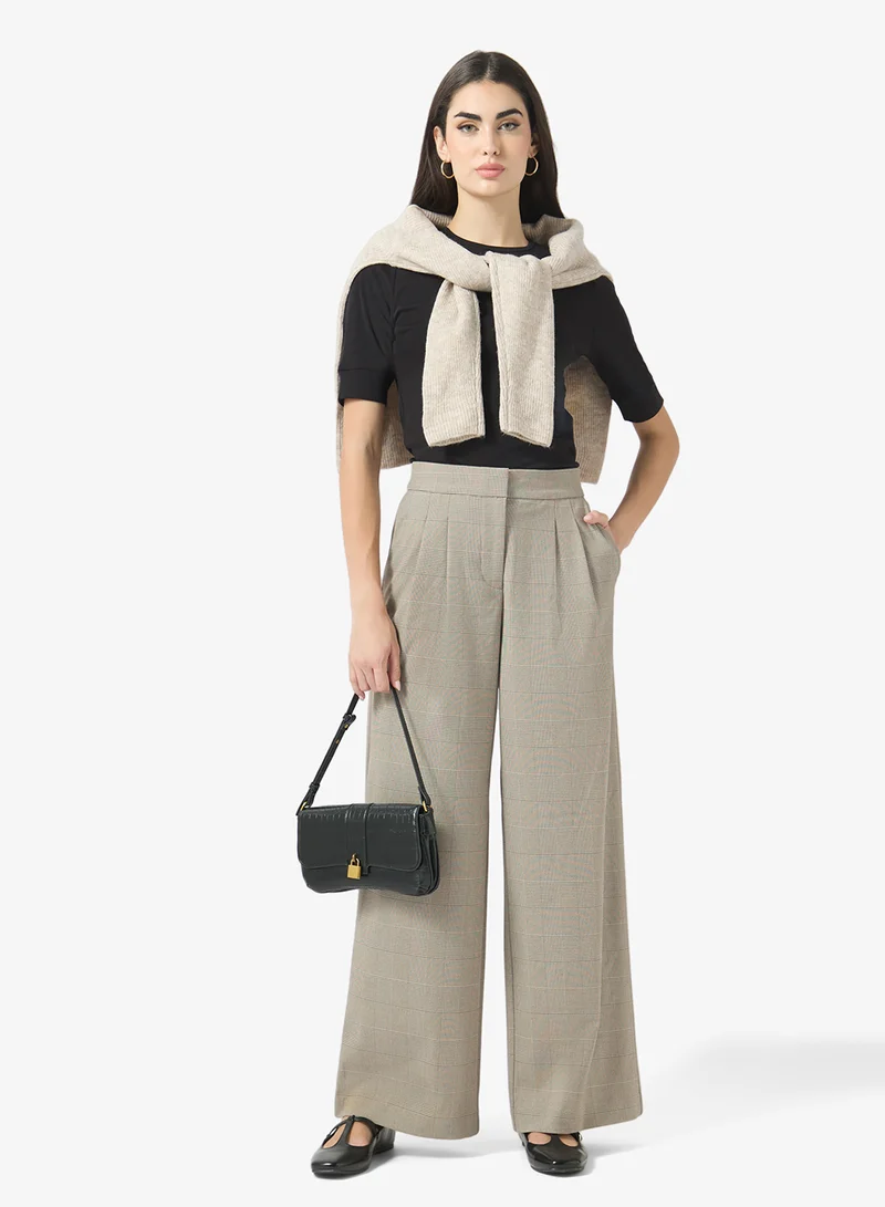 Only Onlravi  Pleat Check Wide Leg Pant