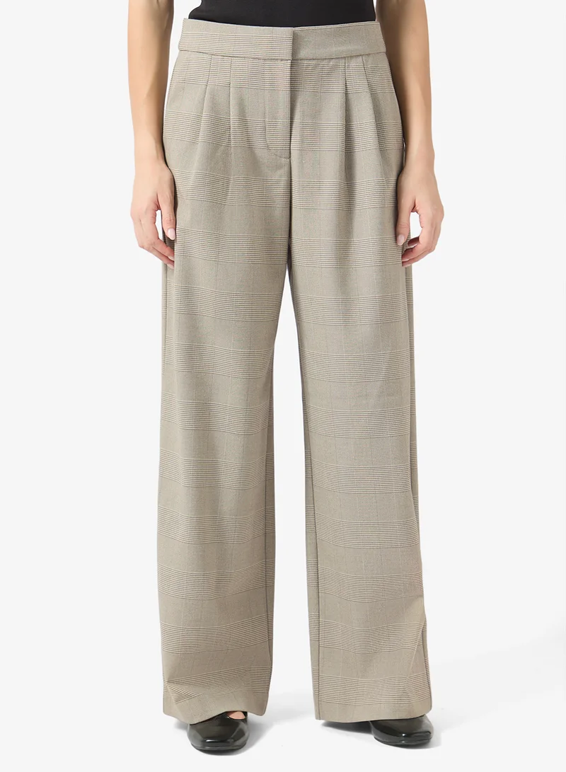Only Onlravi  Pleat Check Wide Leg Pant