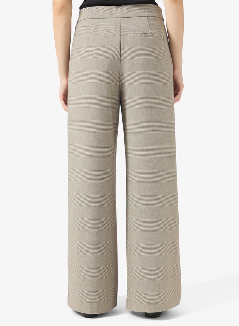 ONLY Onlravi  Pleat Check Wide Leg Pant - Image 3