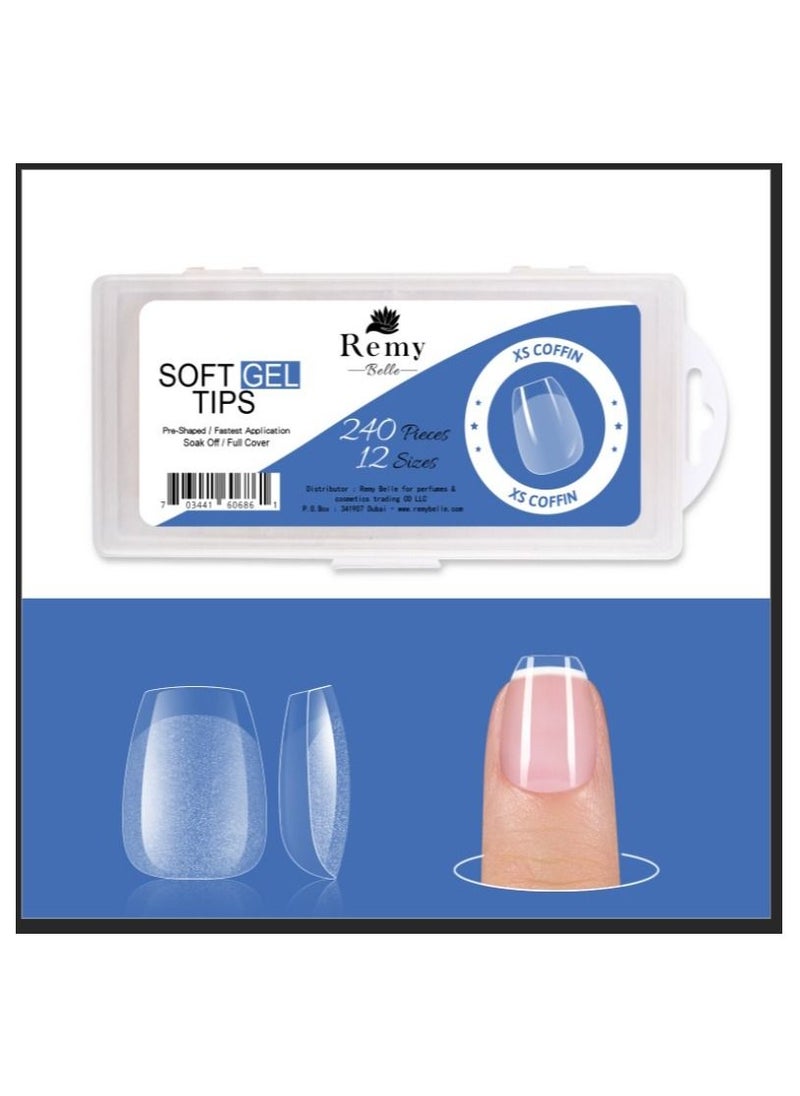Remy Belle XS Soft Gel Nail Tips Coffin 240 Pcs of 12 sizes Kit  - Image 1