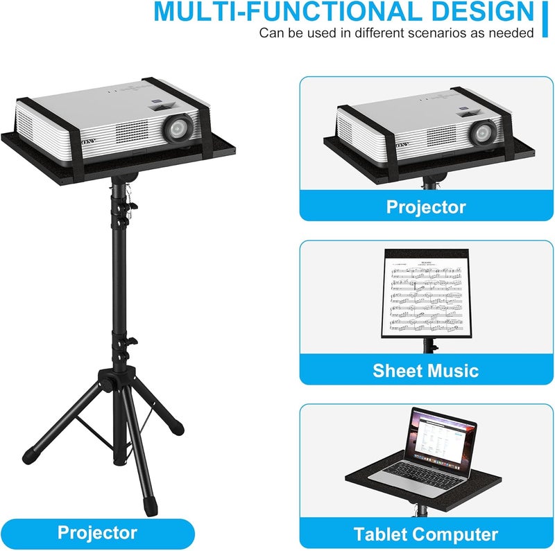 DECOSIS Projector Stand Tripod From 23.5" to 46.5", Laptop Tripod Stand Height Adjustable with Gooseneck Phone Holder, Laptop Floor Stand for Office, Home, Stage, Studio, DJ Racks Holder Mount - Image 3