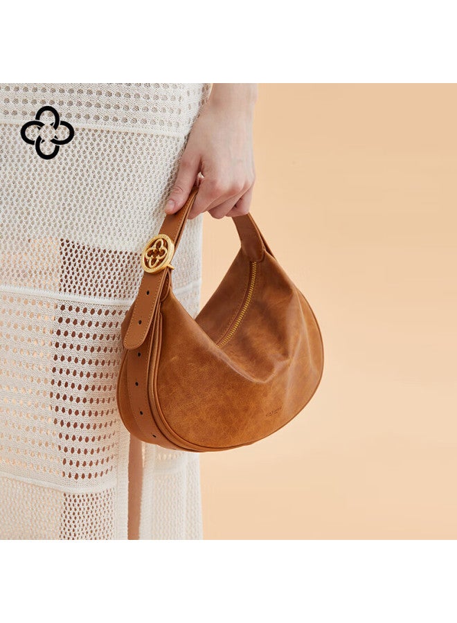 Cassile Women's Handbag, Top-layer Cowhide, Crescent Moon Design, Underarm Crossbody Bag, Birthday And New Year Gift For Wife, Practical Present - Image 2