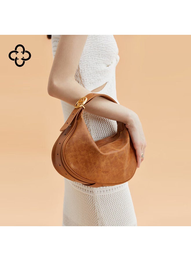 Cassile Women's Handbag, Top-layer Cowhide, Crescent Moon Design, Underarm Crossbody Bag, Birthday And New Year Gift For Wife, Practical Present - Image 3