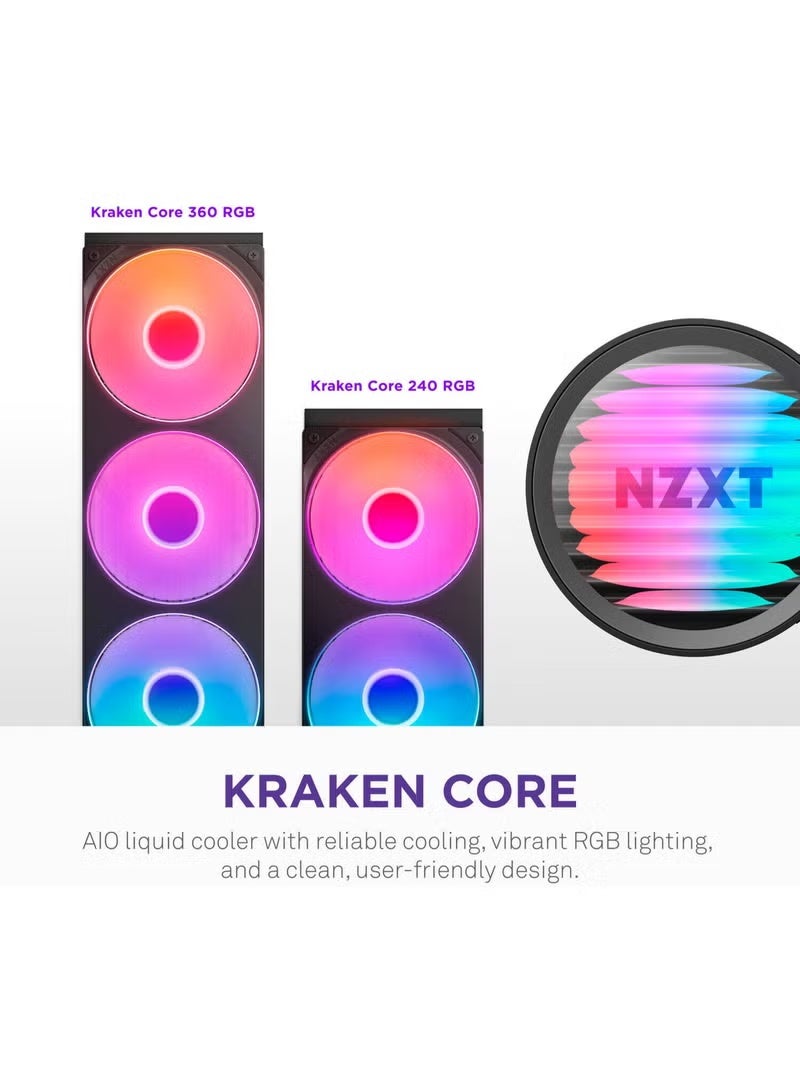 NZXT Kraken Core 240 RGB Liquid CPU Cooler – 240mm Radiator, ARGB, High-Performance Fans, RL-KR24C-B1 - Image 4