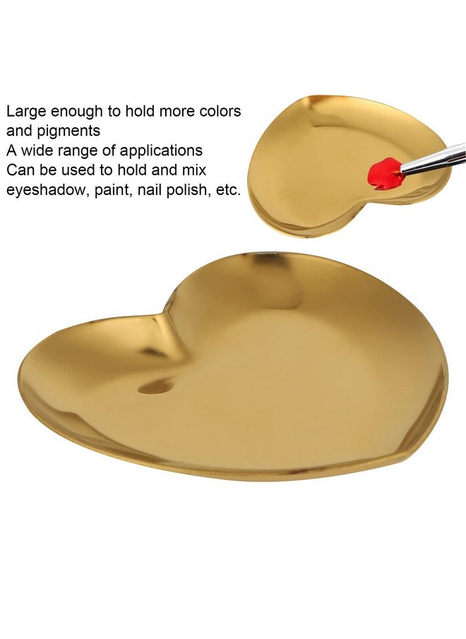 ZJchao - Nail Palette Makeup Palette Nail Palette Heart Shaped Art Palette Stainless Steel Makeup Mixing Palette Makeup Diy Paint Color Mixing Tray Nail Art Palette Resin(Gold) - Image 1
