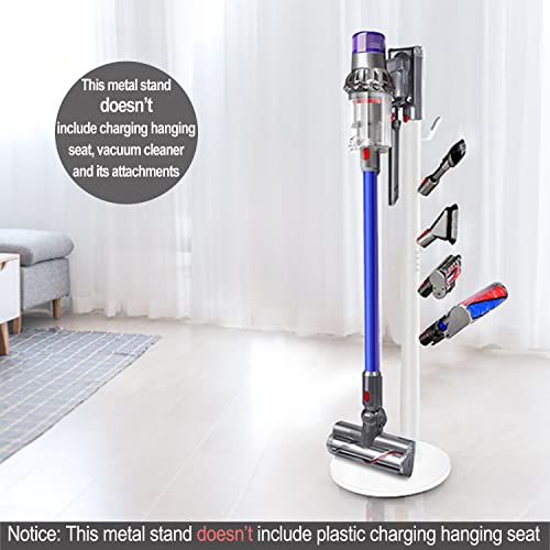 XIGOO Freestanding Vacuum Stand Holder Compatible with V15 Detect, V11 V10 V8 V7 V6 Cordless Vacuum Cleaners, Floor Docking Station Metal Organizer Bracket with 5 Hooks, White - Image 2
