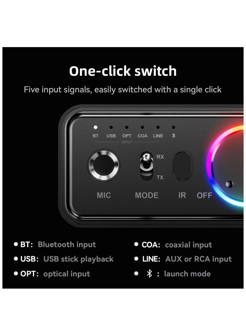 SYOSI Bluetooth 5.3 Audio Receiver Transmitter Upgraded, for Home Stereo TV, HiFi Wireless Bluetooth Low Latency Audio Adapter, Supports USB, RCA, 3.5mm AUX, DAC, Coaxial, Optical Input/Output  - Image 3