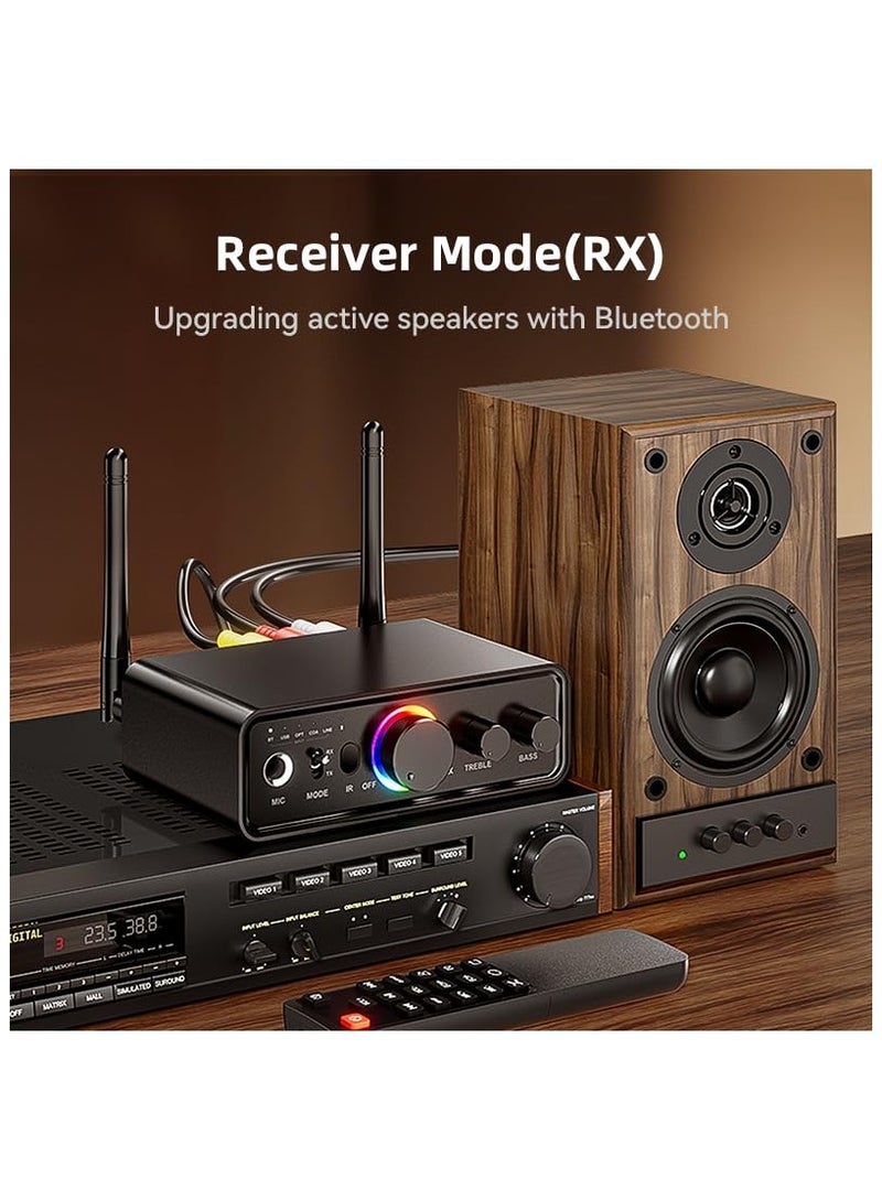 SYOSI Bluetooth 5.3 Audio Receiver Transmitter Upgraded, for Home Stereo TV, HiFi Wireless Bluetooth Low Latency Audio Adapter, Supports USB, RCA, 3.5mm AUX, DAC, Coaxial, Optical Input/Output  - Image 5