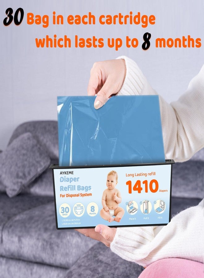 AYKEME 90 Bags Diaper Pail Refills Bags Compatible with Genie Easy Roll Signature & Platinum Diaper Pails | 7-Layer OdorLock Technology | Up to 10 Months Use,3 Pack - Image 4