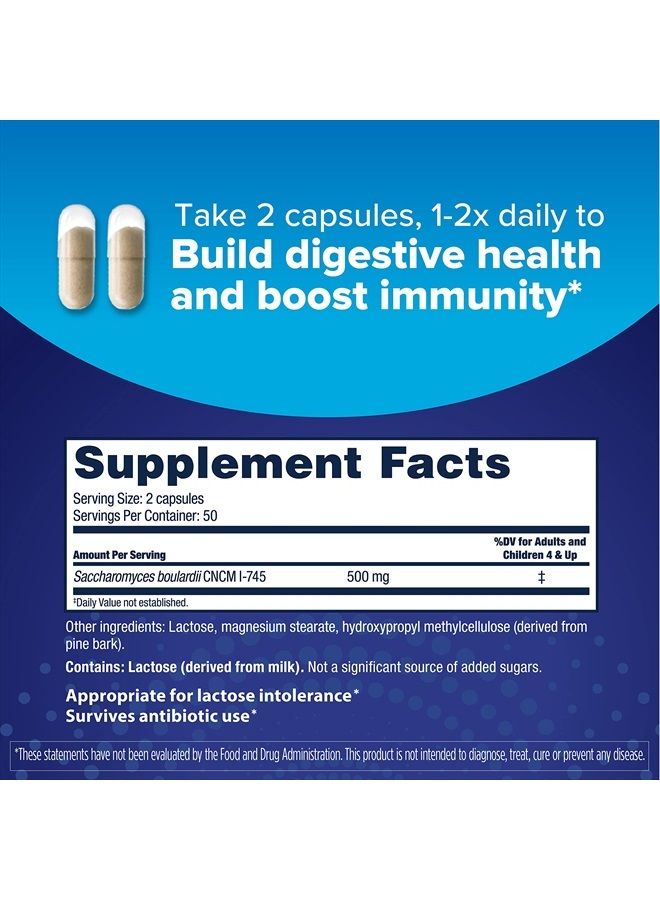 Florastor Probiotics for Digestive & Immune Health, 54 Capsules, Probiotics for Women & Men, Dual Action Helps Flush Out Bad Bacteria & boosts The Good with Our Unique Strain Saccharomyces boulardii - Image 2