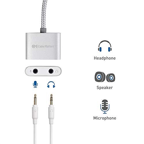 Cable Matters Premium Braided USB Audio Adapter Sound Card with 3.5mm Headphone and Microphone Jack for Laptop - Image 4