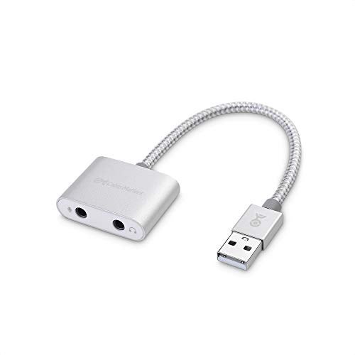 Cable Matters Premium Braided USB Audio Adapter Sound Card with 3.5mm Headphone and Microphone Jack for Laptop - Image 1