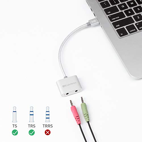 Cable Matters Premium Braided USB Audio Adapter Sound Card with 3.5mm Headphone and Microphone Jack for Laptop - Image 3