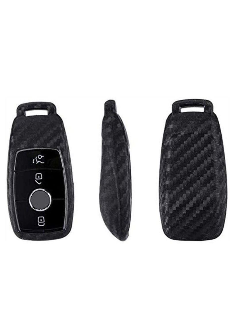 SYOSI - Silicone carbon fiber catchy style smart keyless remote Key Fob case Cover For Mercedes-Benz E-Class S-Class W213 2016 2017 2018 2019 keychain - Image 1